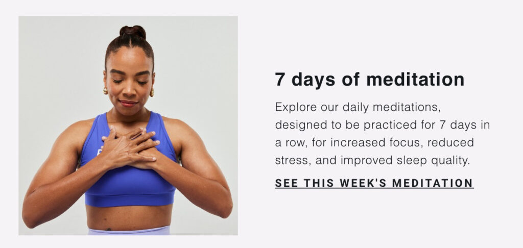 Peloton workouts to watch email highlighting Daily Meditations.